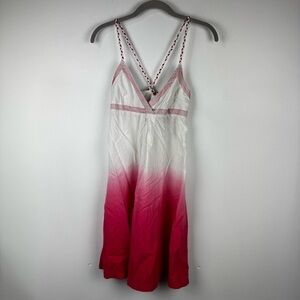 United Colors Of Benetton Ombré Sundress, White and Fuschia, Est. size Small